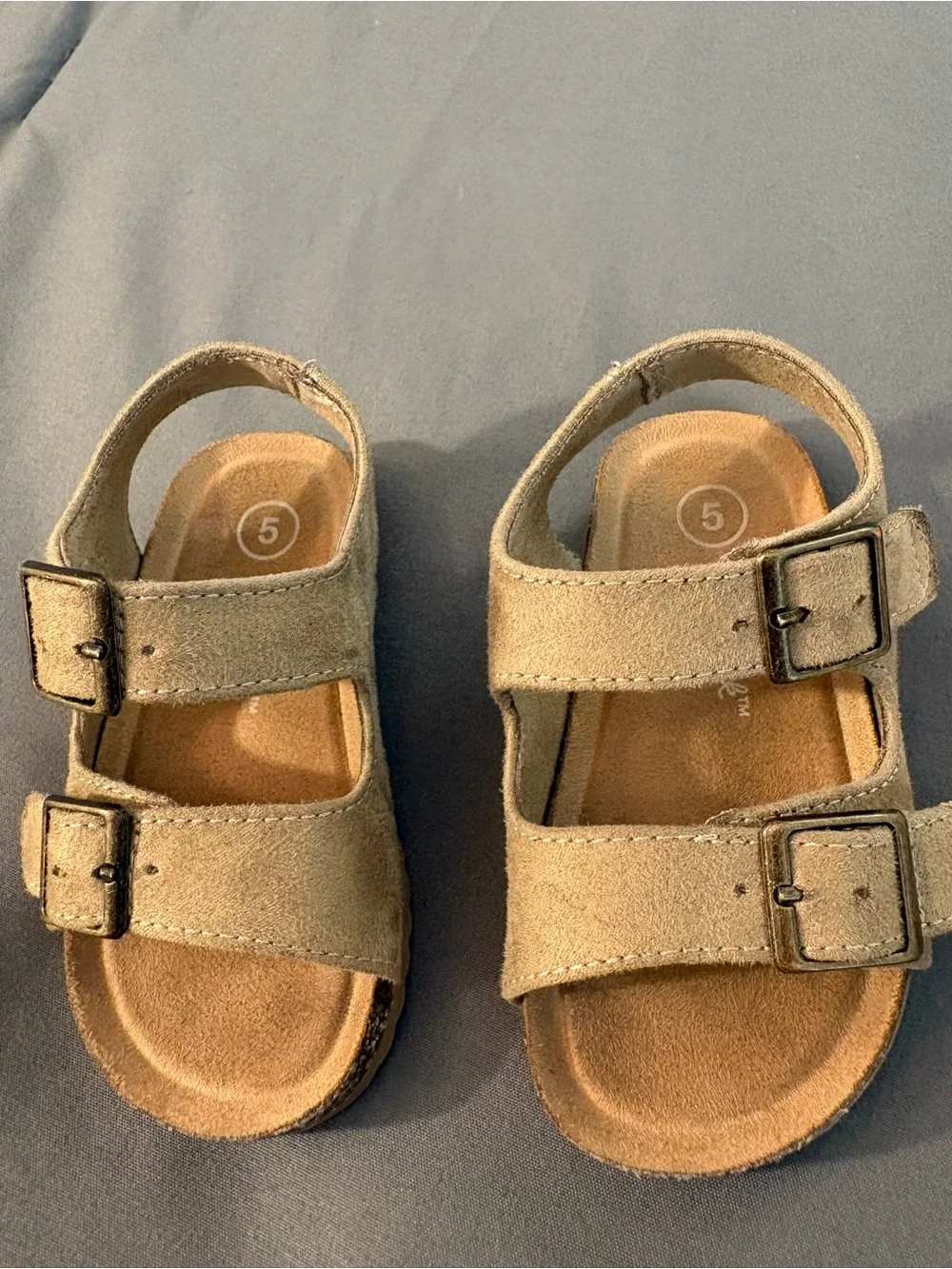 Cat & Jack Pink Glitter and Tan footbed Double-Buckle Sandals lot 2 toddler 5c